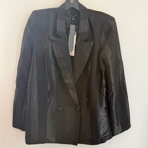 Elegant Black Satin Blazer